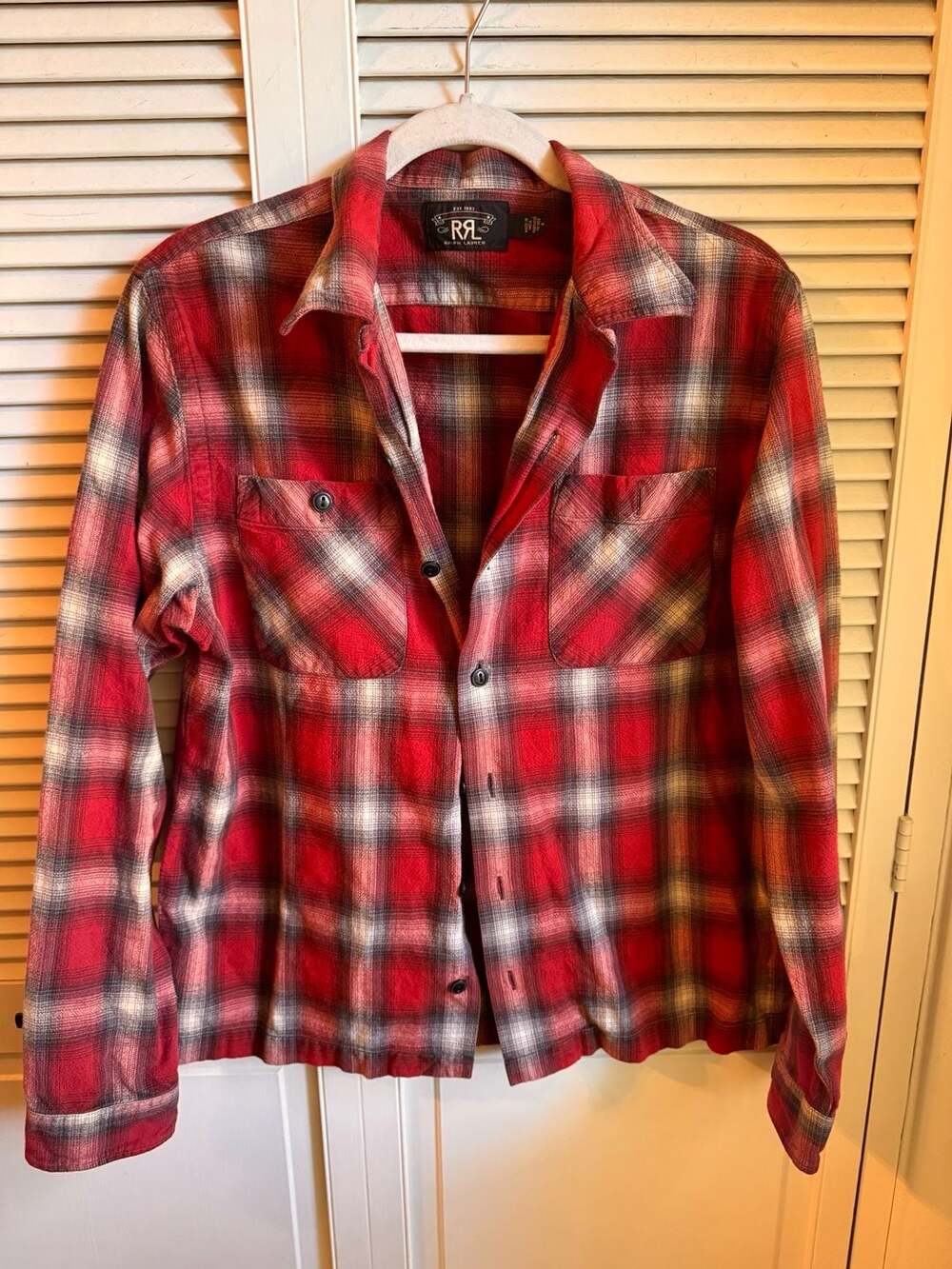 RRL Ralph Lauren Red Plaid Long Sleeve Flannel Work Shirt Size M